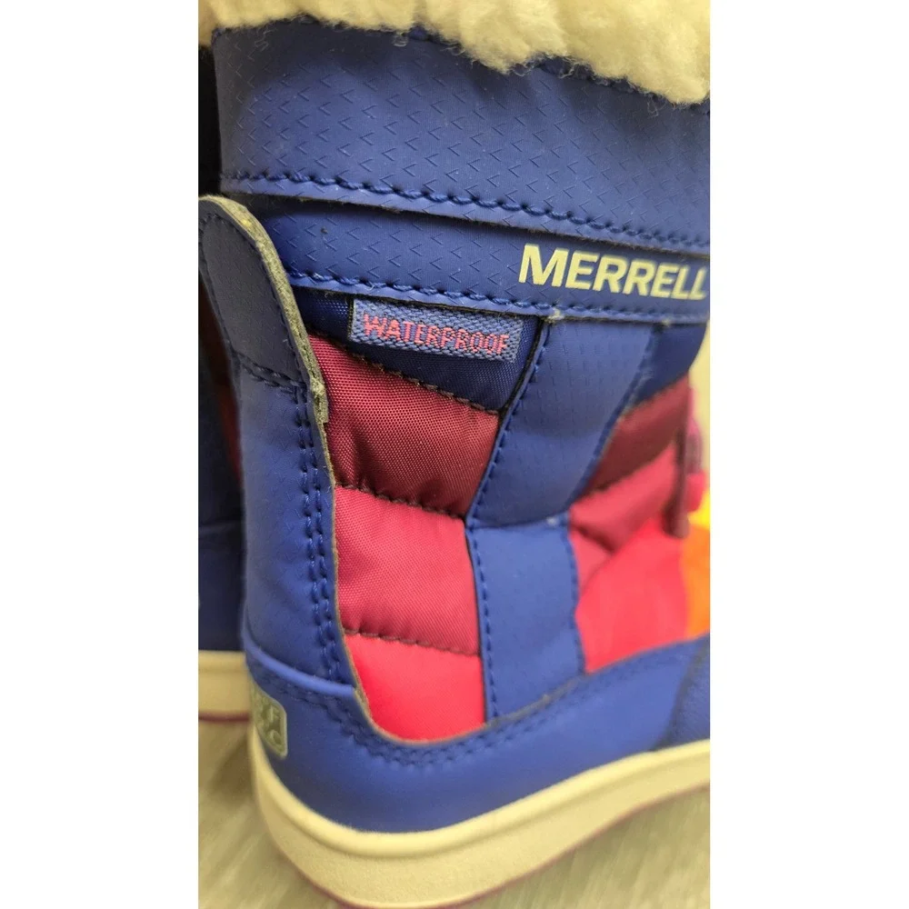 Merrell Alpine Puffer‎ JR Waterproof Winter Boots Blue Rainbow Kids Toddler Sz 6